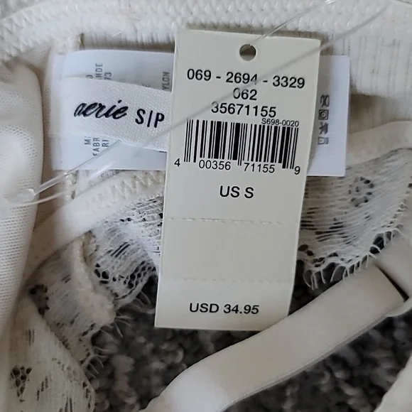 NWT Aerie Ribbed Eyelash Lace Trim Longline Bralette, Small, Color Heather Frost - Picture 13 of 13